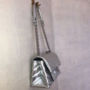 NWT Michael Kors Silver Metallic Cece Quilted handbag